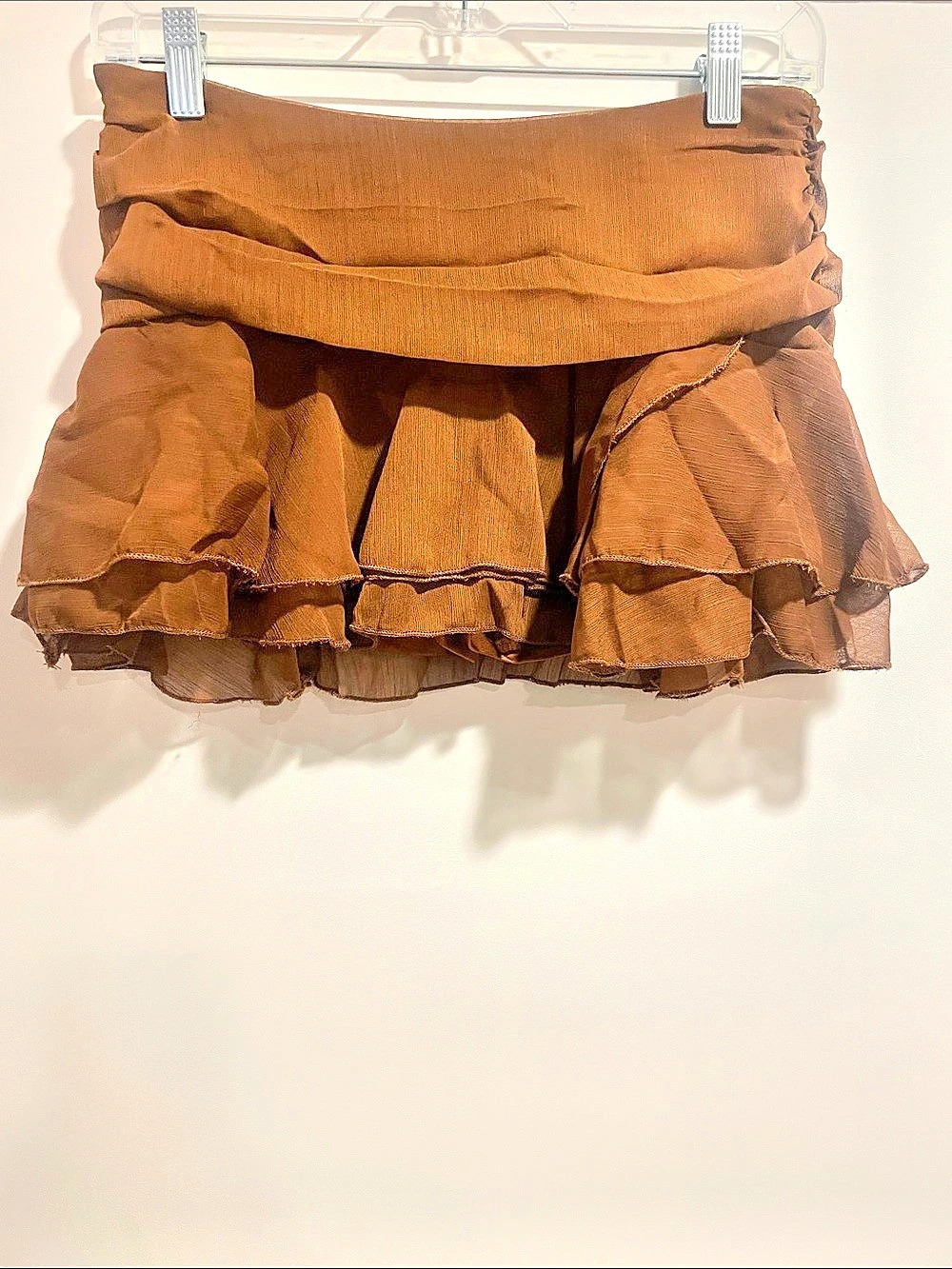 Milk chocolate Textured Ruffle micro mini Skort XS fairycore grunge